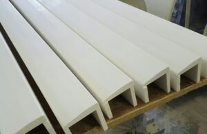 Shower curbs with custom taper can be finished with matte to high gloss finish.